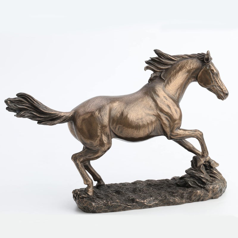 US 13.63 Inch Horse Cantering on The Grassland Cold Cast Bronze Figurine - Image 2